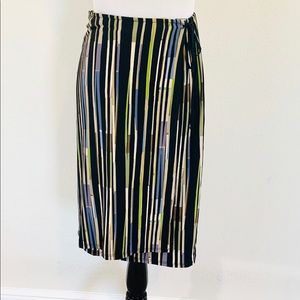 BCBGMaxazria Multi Stripe Faux Wrap Skirt